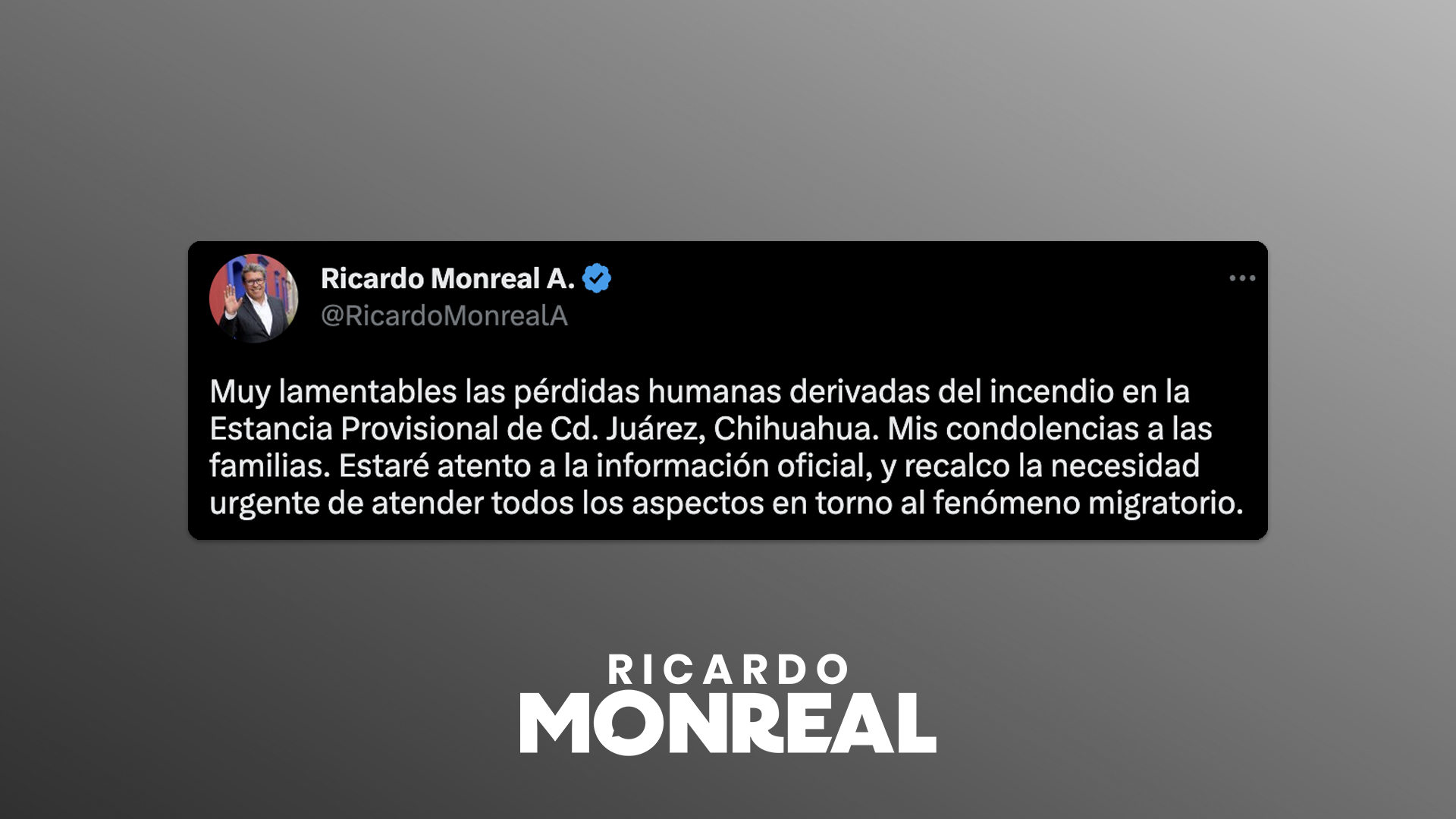 Lee más sobre el artículo Llama Ricardo Monreal a atender factores que inciden en el fenómeno migratorio